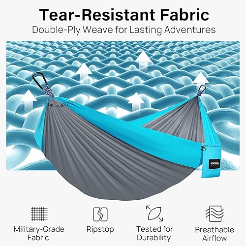 Miniatura 3 de Kootek - Hamaca de campamento doble e individual, hamacas portátiles, accesorios de campamento para exteriores e interiores, mochileros, viajes,