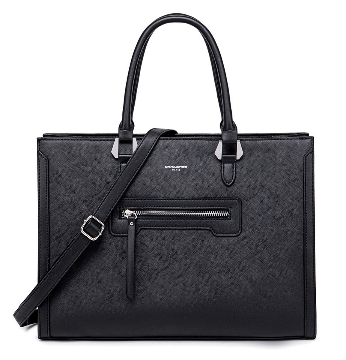 David Jones - Grand Sac à Main Femme - Cabas Fourre-Tout Cuir PU Rigide - Sac Elégant Ville Travail Poches Multiples - Shopper Porté Epaule Bandoulière - Capacité Moyenne - Mode Chic