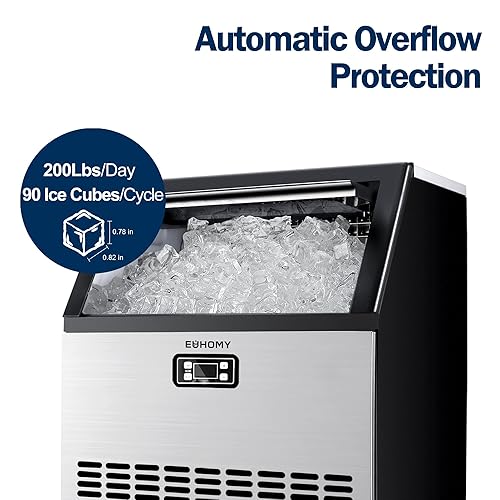 Vista 18 de Euhomy - Máquina comercial para hacer hielo de acero inoxidable, para debajo de la encimera, 45 kg/24 horas, con capacidad de almacenamiento