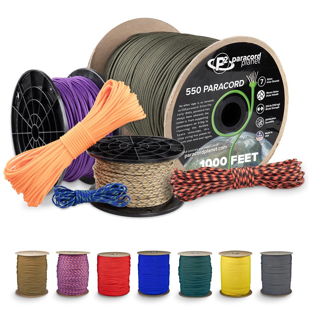 Paracord Planet Typ III 550 Paracord – 600+ Farben – Stränge von 3 - 30 m und Spulen von 70 - 300 m – perfekt für Innen- und Außenbereich, und DIY-Projekte
