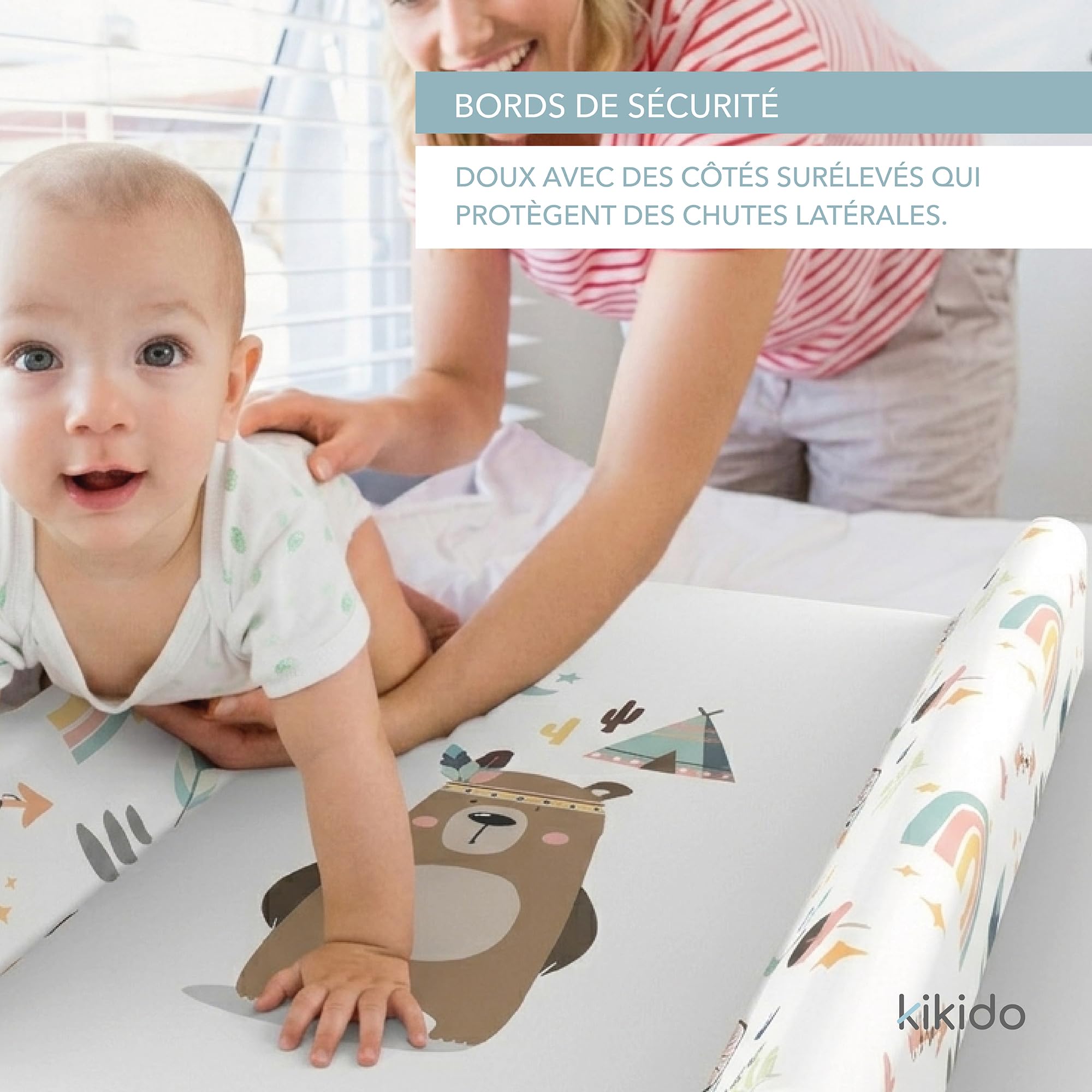 Kikido Matelas à Langer Bebe 50x70 cm - Cactus - Table a Langer Lavable pour Changer le Couche - Matelas à Langer Bébé avec Bords 70x50 - Universel et Imperméable