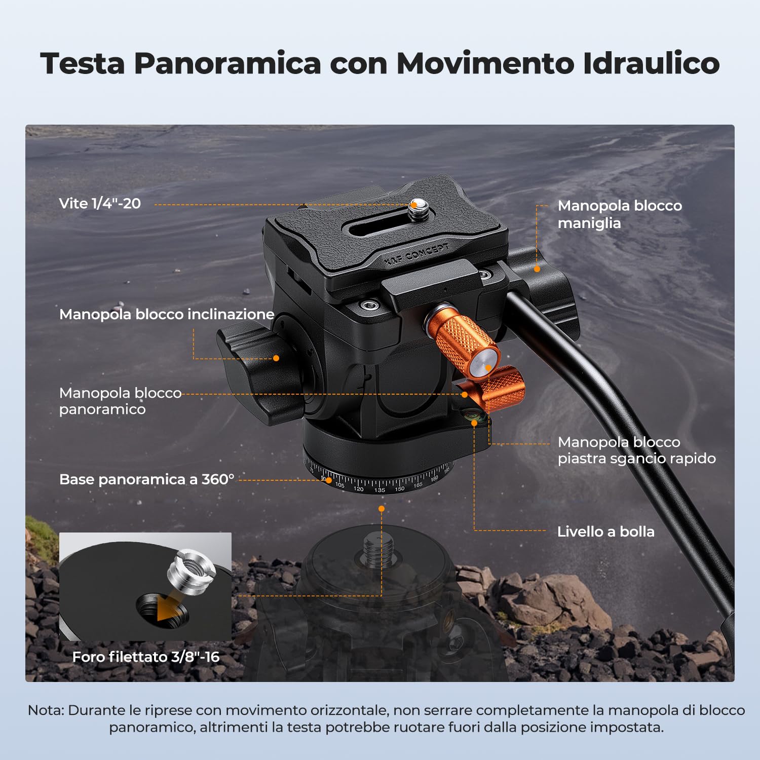 K&F CONCEPT Treppiede per Fotocamera 162cm, Cavalletto Fotografico Compatto | Testa Idraulica, Treppiede Video in Alluminio, Compatibile con Smartphone/DSLR/Sony/Canon/Nikon, Portata 3kg, A305A1+FH-04