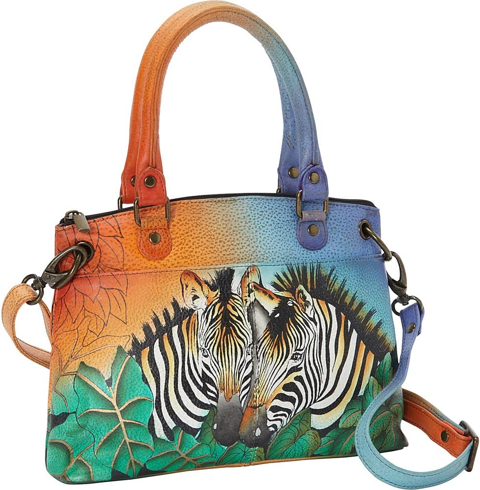 Anna by Anuschka Women's Original Genuine Leather Hand-Painted Small Satchel - Leather Handbag for Women | Original, Genuine Leather, Hand-Painted, for Women