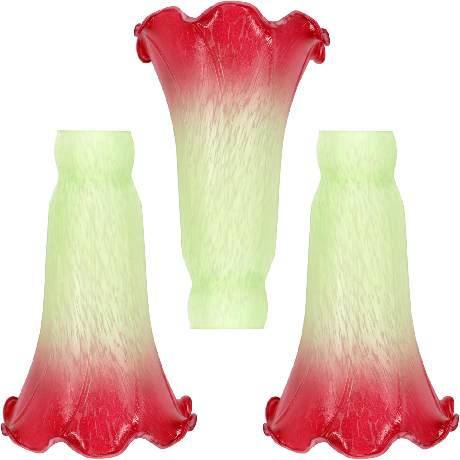 Lily Flower Glass Lampshade Replacement, 3 Pack,Tulip Style Table Floor Lamp Shade Replacement 4.2" x 4.2" x 6.7" (Bluish-Red)