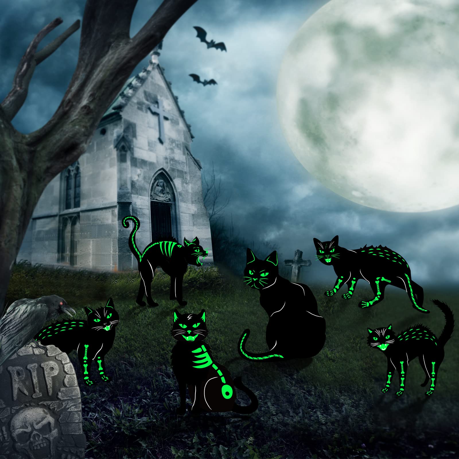 Amazon.co.jp: 6ピース 猫 ハロウィン デコレーション アウトドア