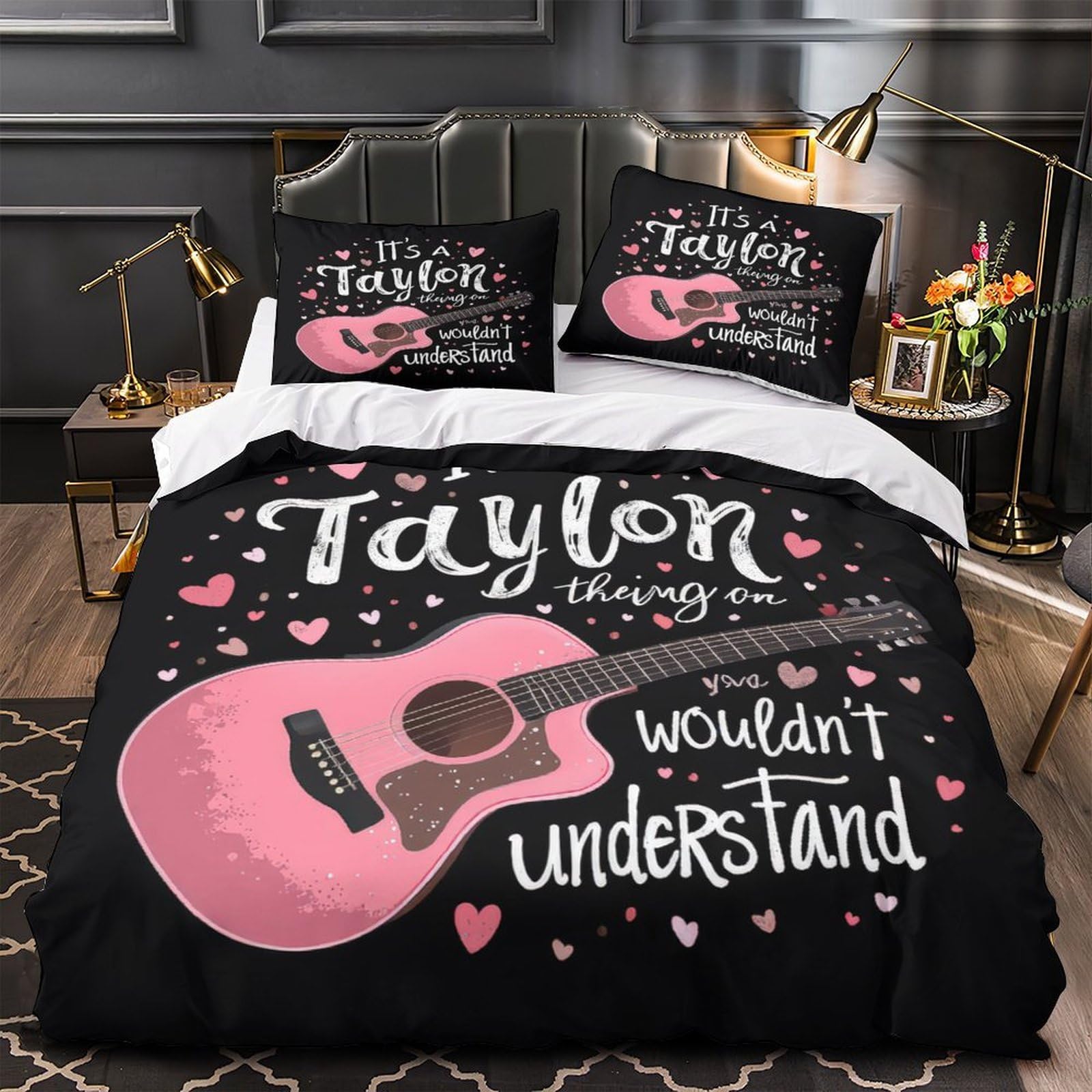 Housse de couette Taylor fan art microfibre 140x200 parure de lit single