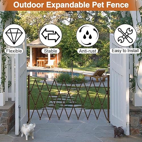 Miniatura 4 de TSAYAWA Puerta retráctil para perros al aire libre de 129 pulgadas de ancho, asegura a tus mascotas con valla portátil para entrada, patio, terraza,