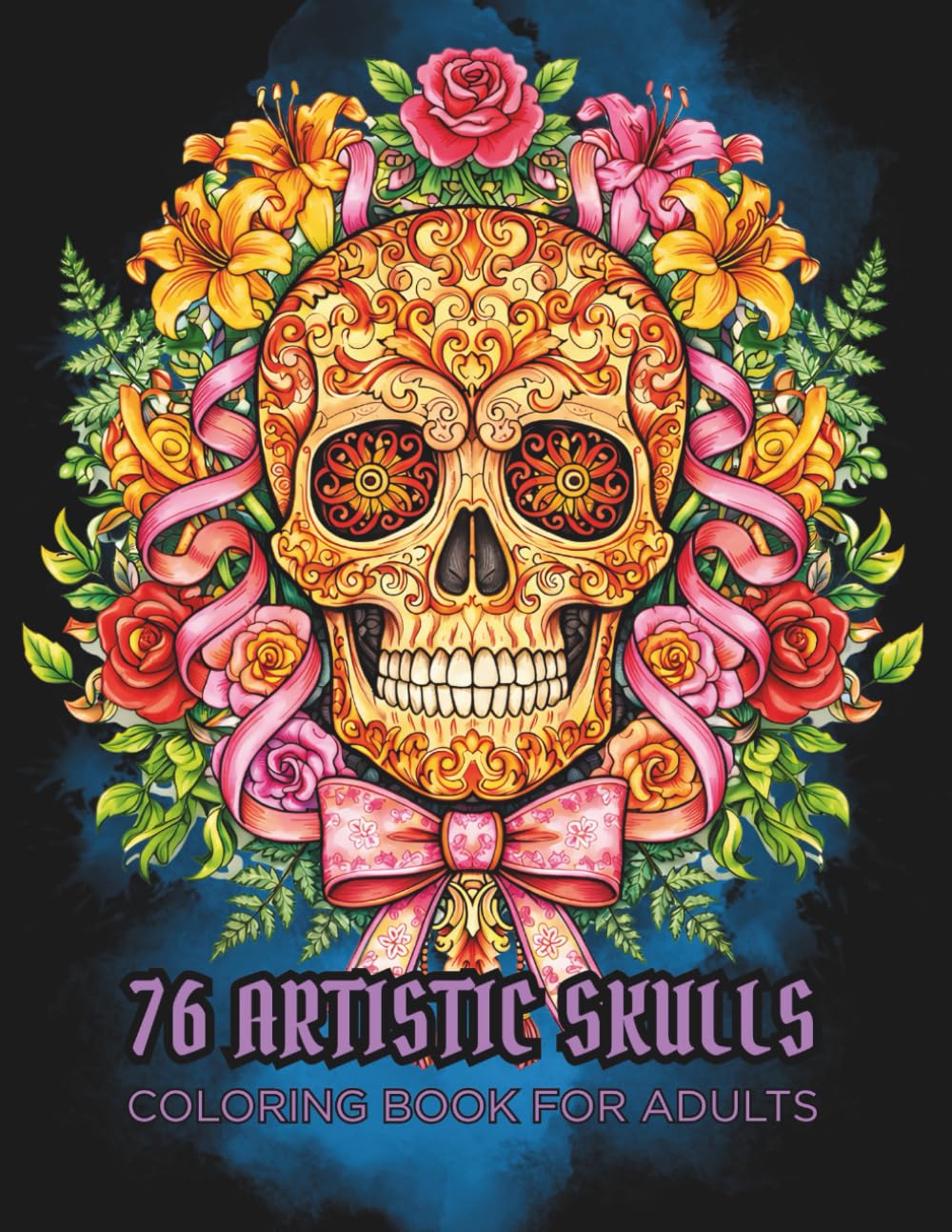 76 Artistic Skulls: Coloring Book For Adults, Detailed Black and White Skull Illustration for Relaxation, Mindfulness, and Creative Painting
