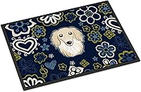 Vista 175 de Caroline's Treasures BB1449JMAT - Tapete de bienvenida de carlino negro, 24 x 36 pulgadas, tapete azul para puerta delantera, para interiores