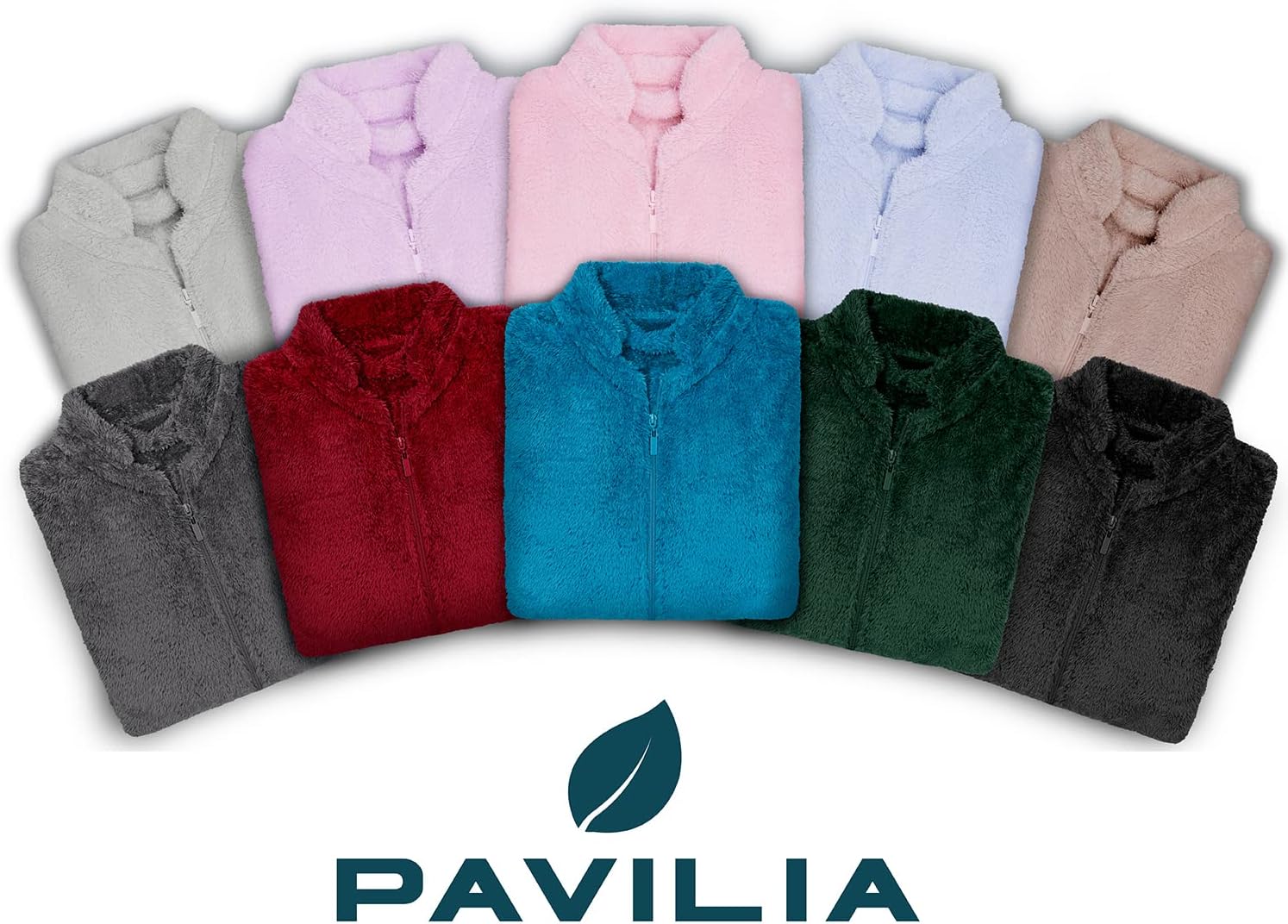 PAVILIA Womens Housecoat Zip Robe, Sherpa Zip Up Front Robe Bathrobe, Plush Warm Zipper House Coat Lounger, Pockets Fluffy - Image 8