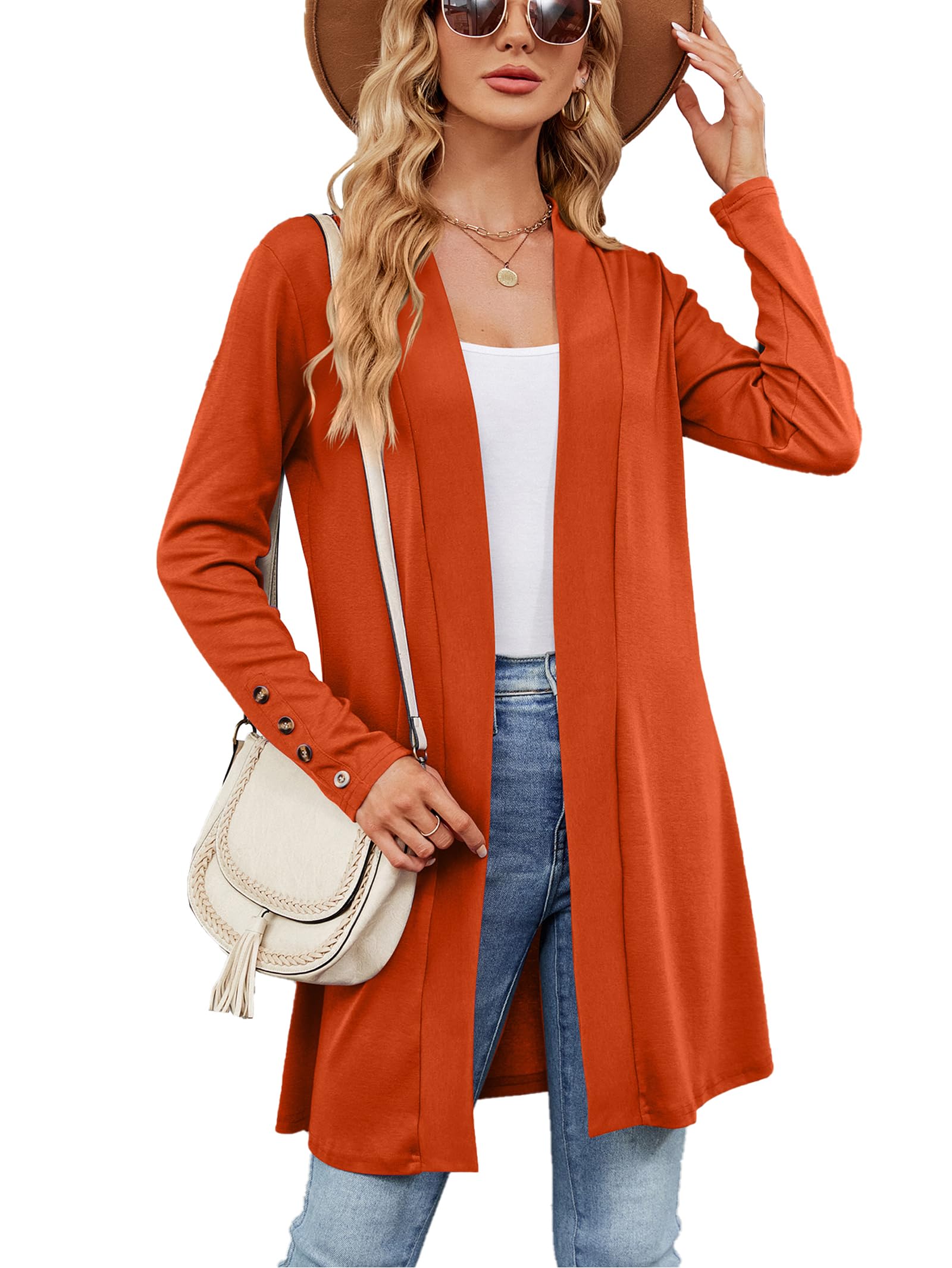 FamulilyWomen's Open Front Waterfall Cardigans, Ladies Knited Autumn Winter Long Sleeve Sweater Cardigans Coat