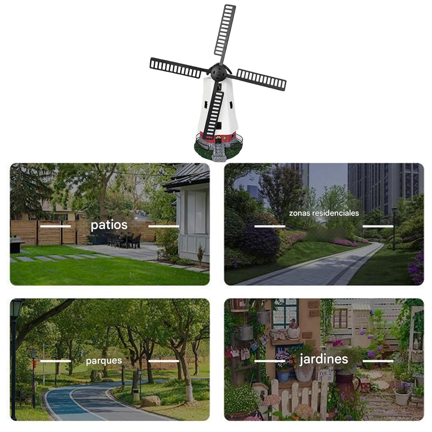 Casa De Luz Exterior Escultura Decorativa Solar LED Molino De Viento