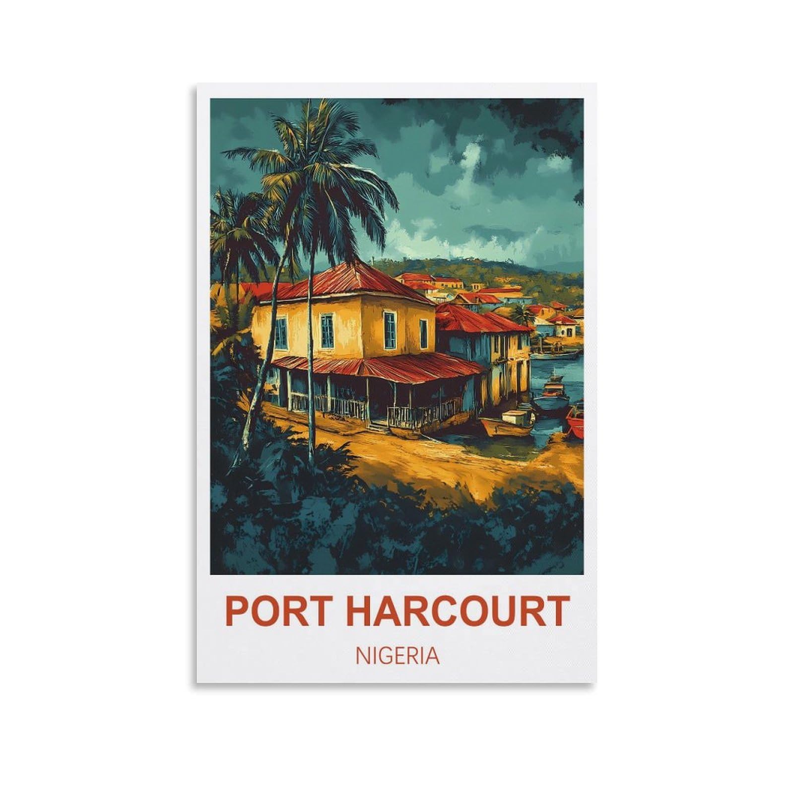 FJIWECWSQ Port Harcourt Nigeria Vintage Travel Poster 08x12inch(20x30cm) Canvas Wall Art Painting Prints