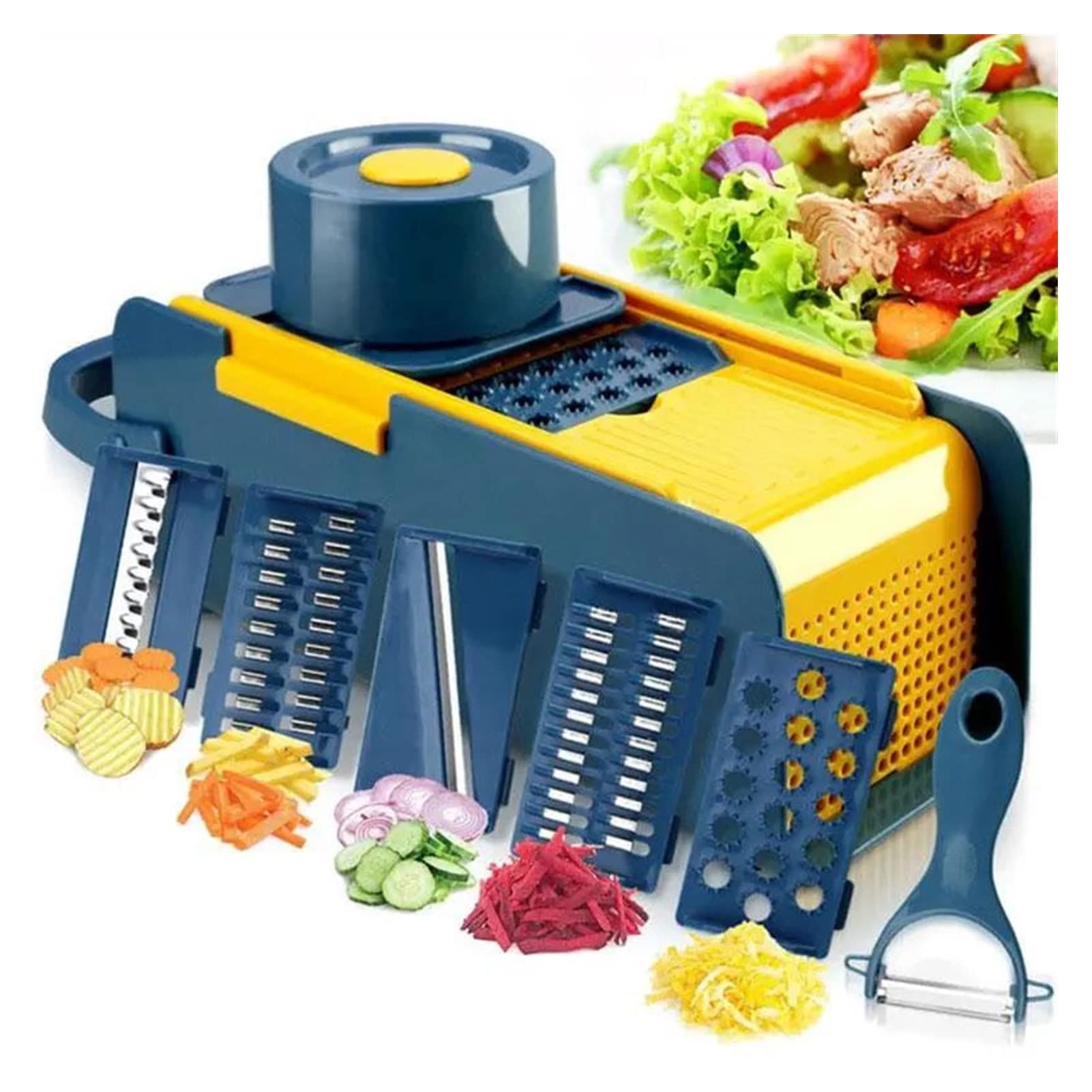 Slicer multifonctionnel de coupe de légumes 6 en 1 avec bac ajustable couleur A