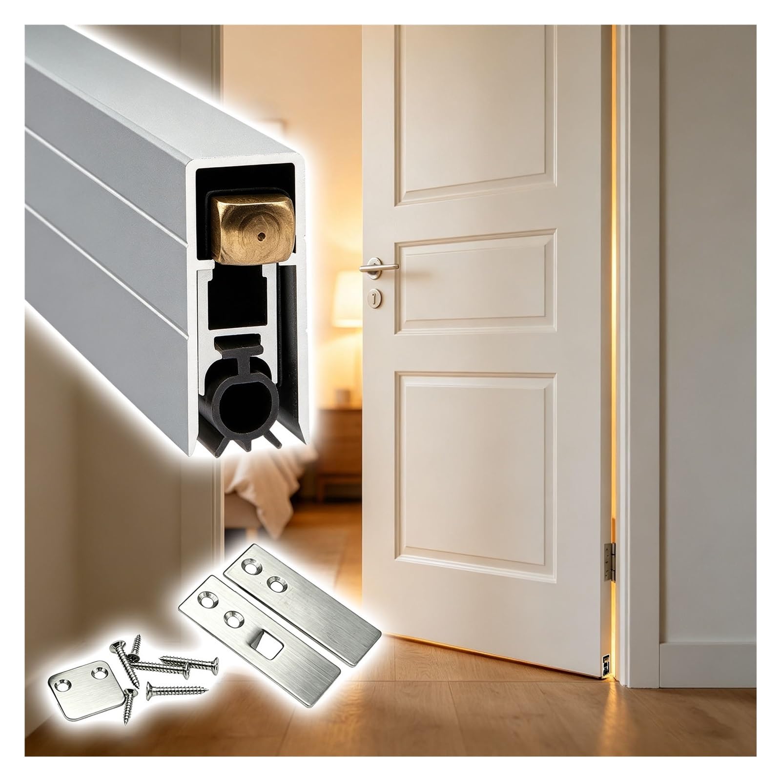 Burlete Automático, Sello Oculto Inferior Para Puerta | Tira Silicona Flexible, Hotel, Dormitorio, Sala Reuniones, Puerta Interior, Protección Viento, Reducción Luz