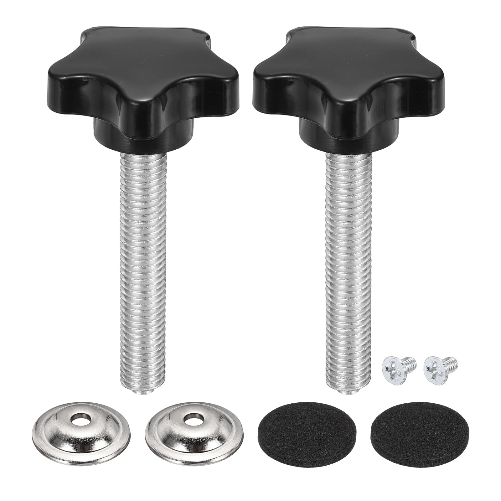 sourcing map 2Pcs Star Knobs, M10 x 60mm Plastic Knurled Thumb Screw Knobs 40mm Width Handle Replacement with Washer & Screw for Lawn Mower Umbrella Base Clamps Replacement Machinery