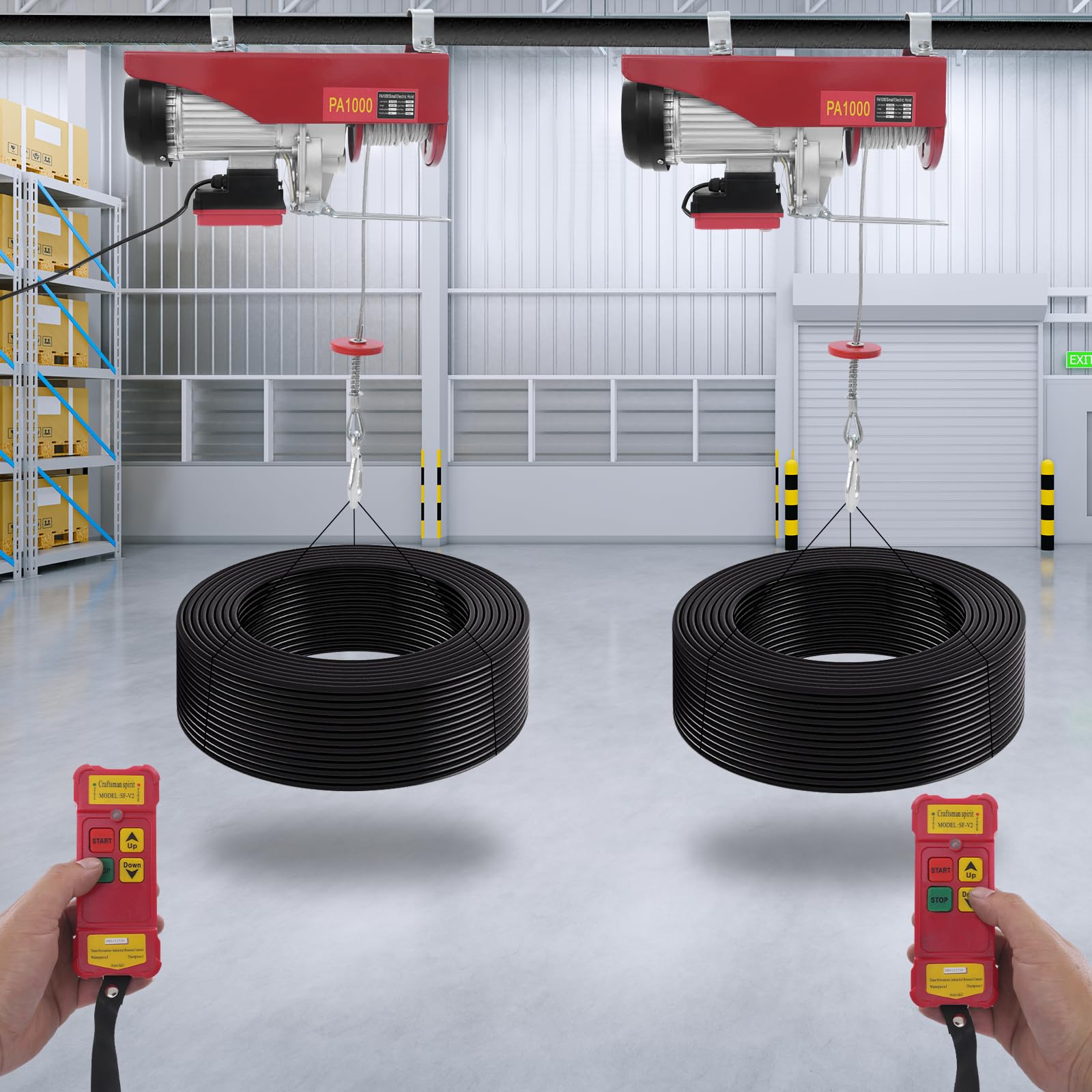 230V Elektrische Seilwinde PA600 – 600 Kg, 12/6 M/min, Mit Funkfernbedienung (100 M) – Für Garage & Werkstatt