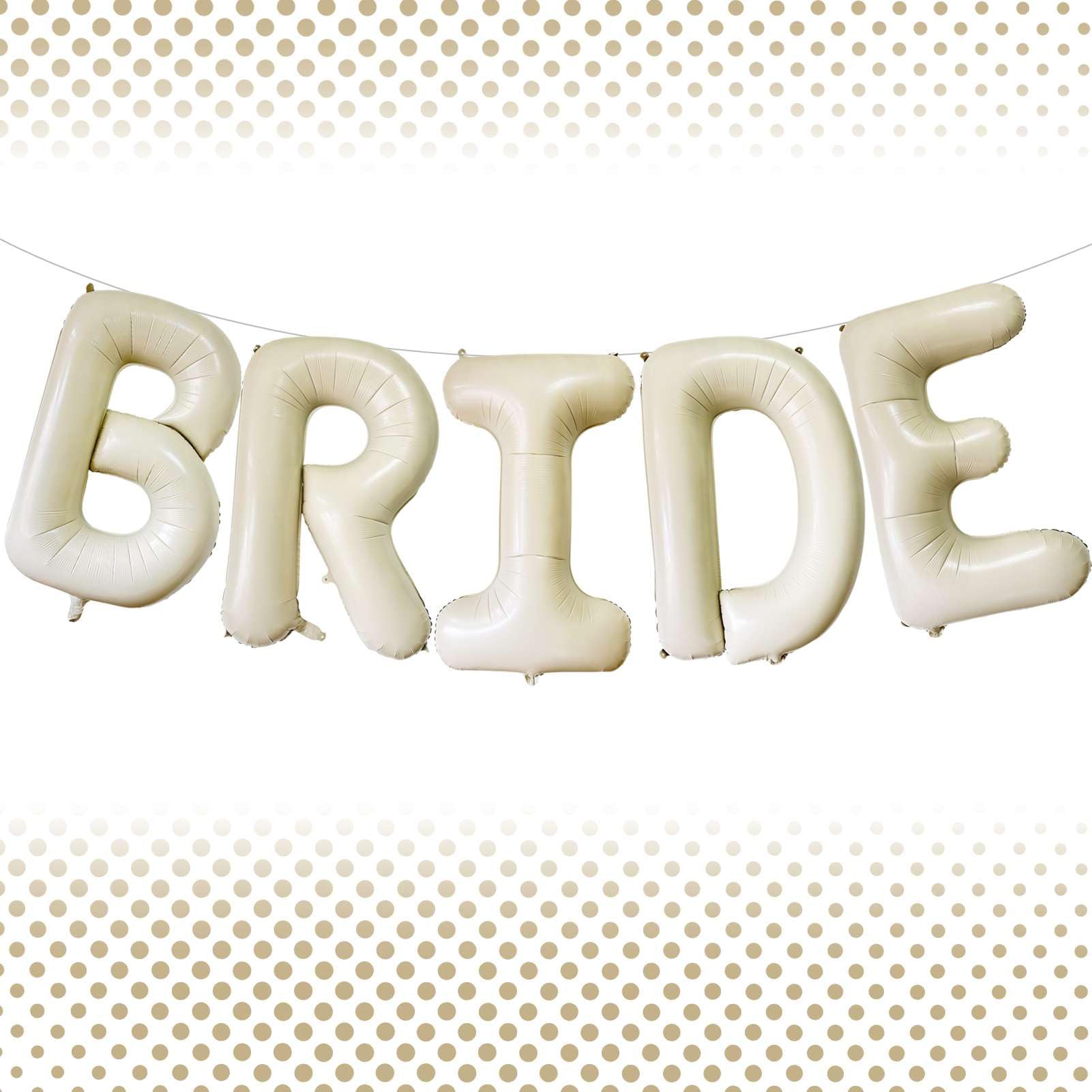 40 Inch Beige BRIDE Balloons, Giant Cream White Letters BRIDE Balloons Foil Mylar Helium White Letter Balloons for Bridal Shower Party Supplies