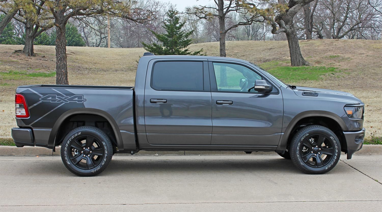 IKON MOTORSPORTS, Fender Flares Compatible With 2019-2024 Dodge Ram 1500, Factory V2 Style 4PC Textured Black PP Truck Wheel Cover Protector