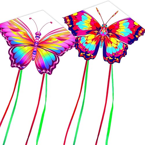 HENGDA KITE Cometa de mariposa, para niños y adultos, fácil de volar, excelente diseño de tela y estructura, las imágenes son hermosas en alta