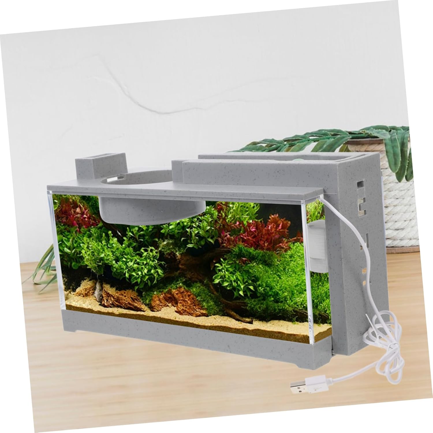 Fish Tank with Pump Compact Desktop Aquarium for Betta and Small Fish Easy Maintenance Stylish Table Decor for Use