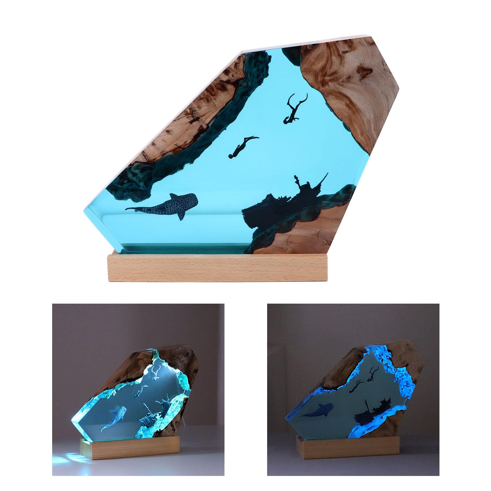 Amazon.co.jp : 樹脂ナイトライト、ジンベエザメとダイバー