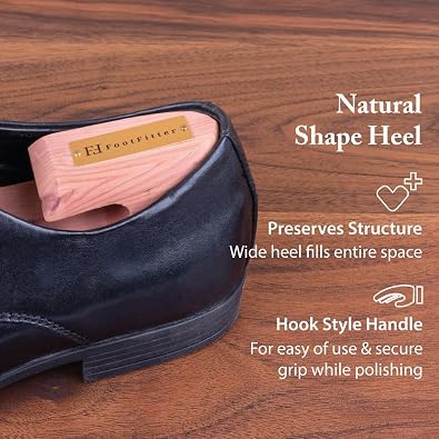 FootFitter Cedar Shoe Trees OdorAbsorbing for Mens Shoes & Sneakers