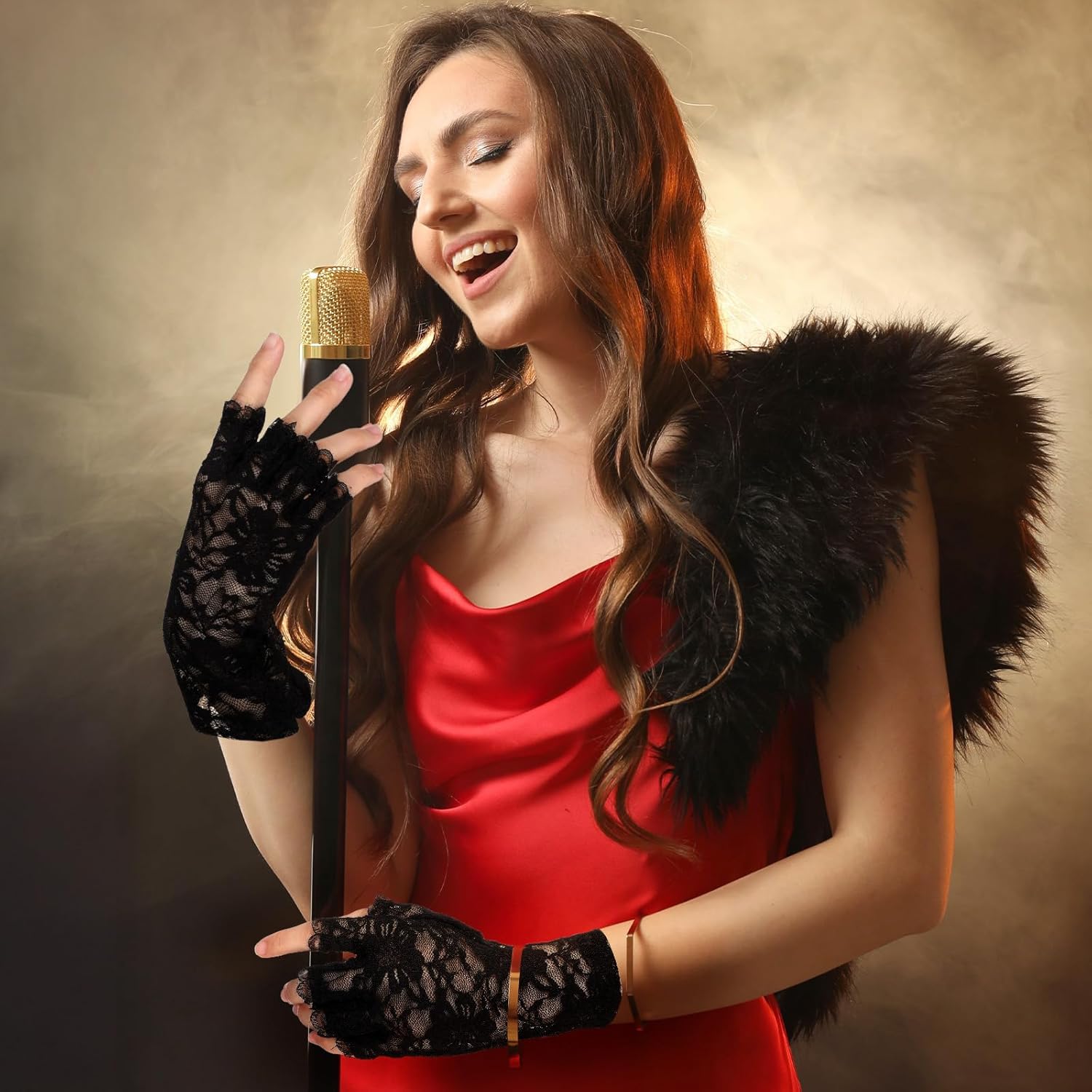 Women Black Lace Gloves Elegant Short Fingerless Lace Gloves 1920s Accessories for Women Opera Evening Wedding Tea Party Prom Cosplay（1 Pair） - Image 7