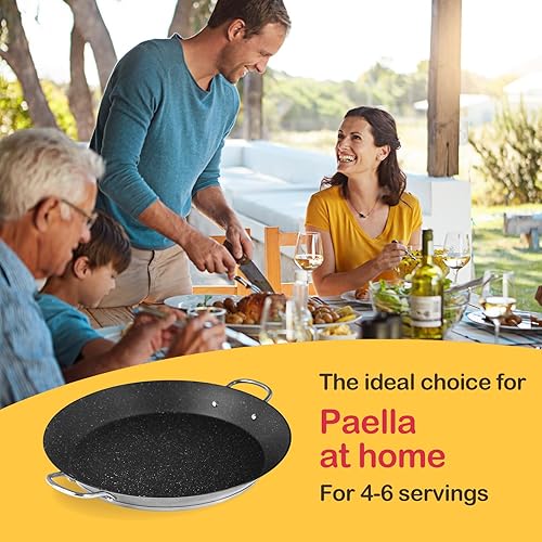Miniatura 5 de ACTIV CUISINE Paella Pan, 14 Inch Stainless Steel Paella Pan, Non-stick Coating, Seafood and Meat for 6 Servings, Cooking Pan Suitable for All