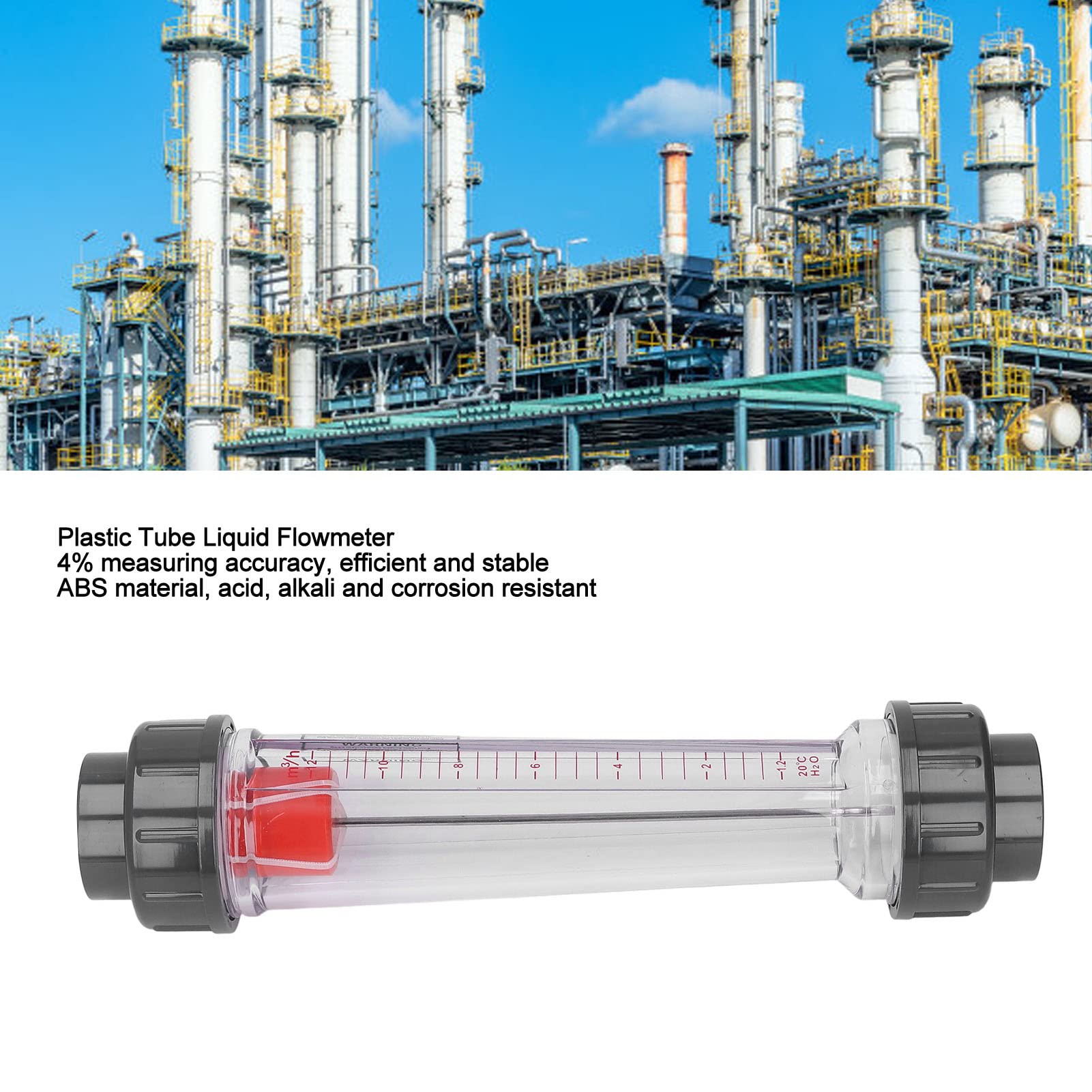Caudalímetro de Líquido, Caudalímetro de Tubo de Plástico Transparente de Alta Precisión y Peso Ligero, 1,2-12 M³/h, Tubo de Caudalímetro para Petróleo, Industria Ligera, Fibra Química