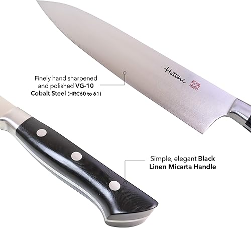 Miniatura 5 de Hattori - Cuchillo de chef japonés FH-11L profesional Wester Deba cuchillo de cocina profesional VG-10 de acero cobalto con mango ergonómico de