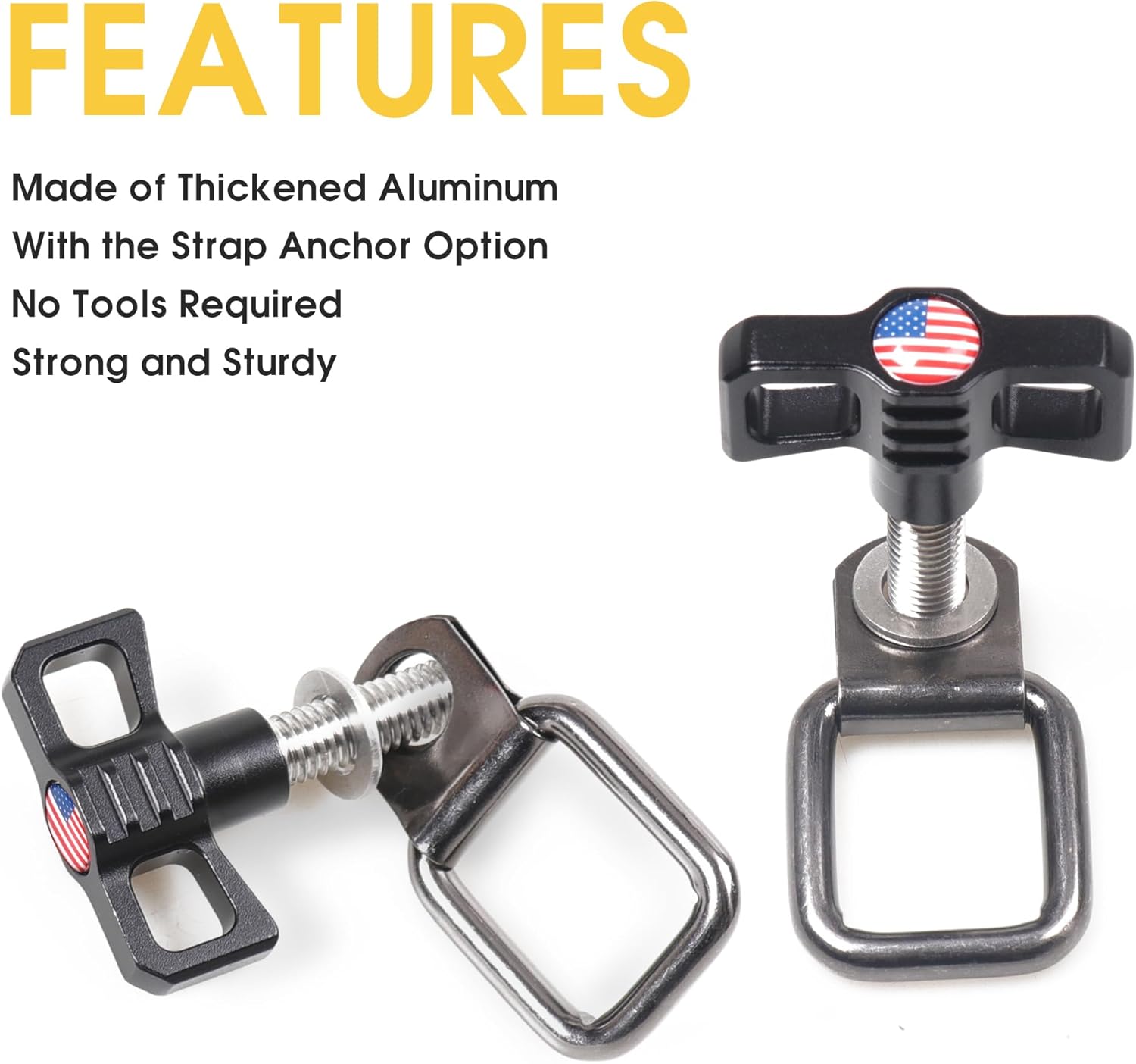 sukemichi Hardtop Removal Lift Quick Release Bolts Thumb Screws with D Ring Tie Down Anchors for Jeep Wrangler TJ JK JL 4XE Gladiator JT Ford Bronco Accessories - Hard Top Removal Screws(Flag)