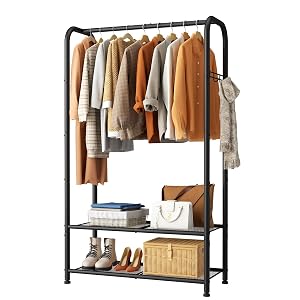 SINGAYE Clothing Racks For Hanging Clothes Rack Portable Closet Garment Coat Rack With Shelves Heavy Duty Hanger Stand