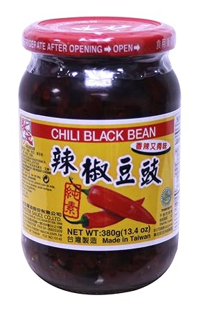 douchi Femented Black bean sauce for Asian cooking 13.4oz Spicy Black Bean 13.4 oz, 1 Bottle