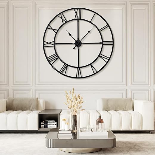 Large Wall Clock for Living Room Decor – 60 Inch Knocked Down (KD) Silent Non Ticking Modern