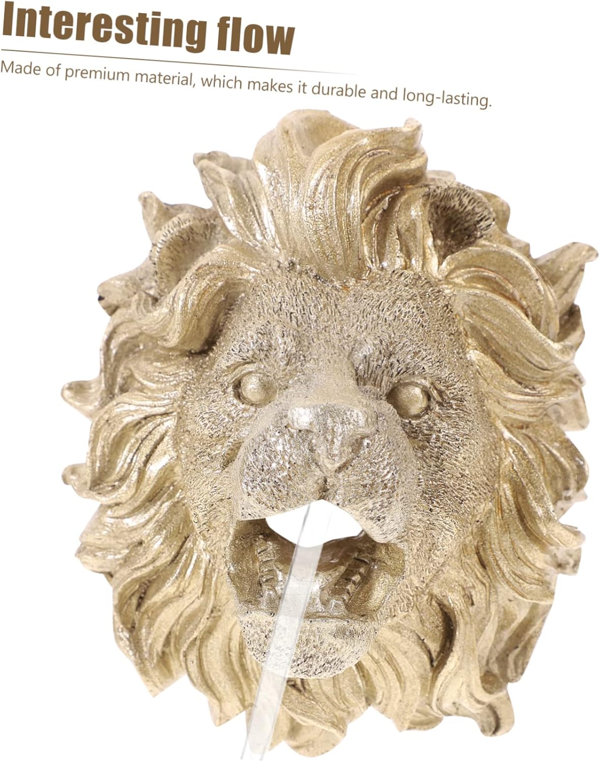 Garneck Patio Fountain Lion Head Nozzle Home Waterfall Decor Resin Material Easy Install