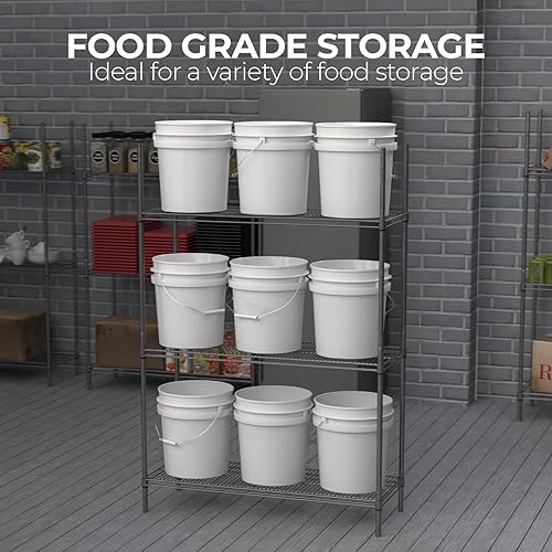 Miniatura 3 de Contenedor de cubo blanco de 3.5 galones con tapa, grado alimenticio, resistente, extra duradero, asas de metal con agarre de plástico para un fácil