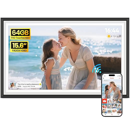 BIGASUO 15.6" FHD Wi‑Fi Digital Frame