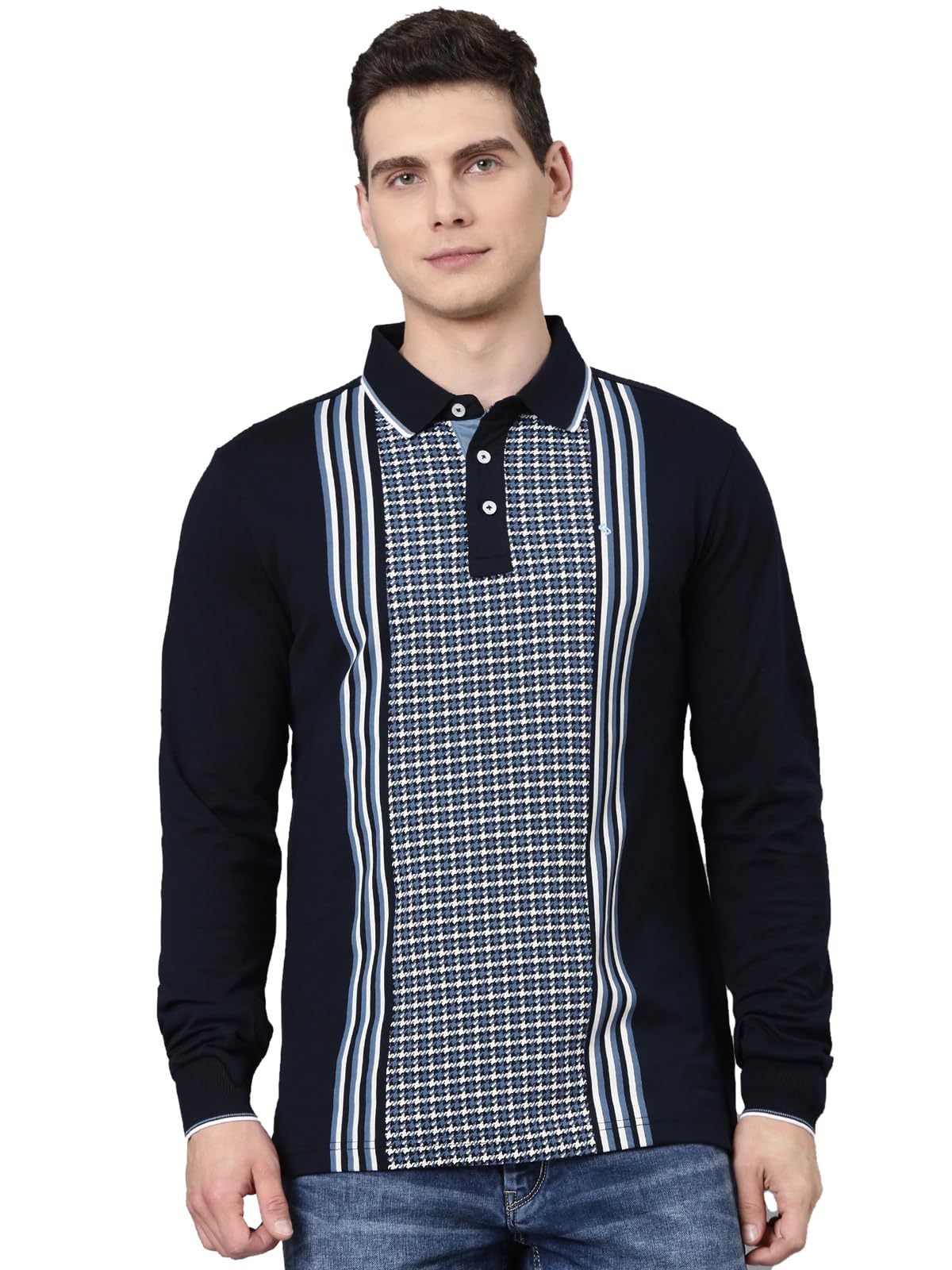 classic polo Men's Full Sleeve Multicolor Polo Neck Slim Fit Printed Cotton Tshirt-picture-32