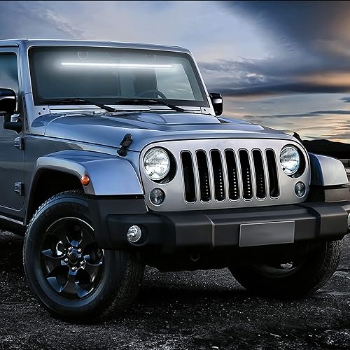 Miniatura 4 de VGETTING Barra de luz blanca de advertencia, 96 luces LED estroboscópicas de emergencia para parabrisas de camión, luces LED intermitentes de