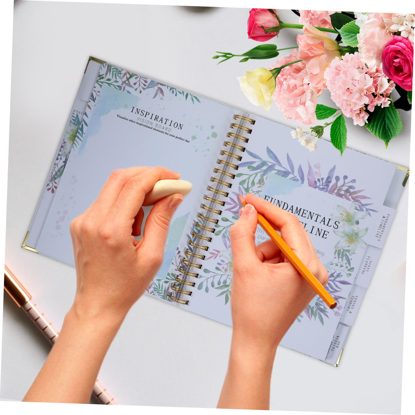 HOMSFOU Hochzeitsplaner Notizbuch für Verlobung Hochzeits Countdown Notizbuch für Braut und Trauzeugin Erinnerungen und Aufzeichnen Weiß