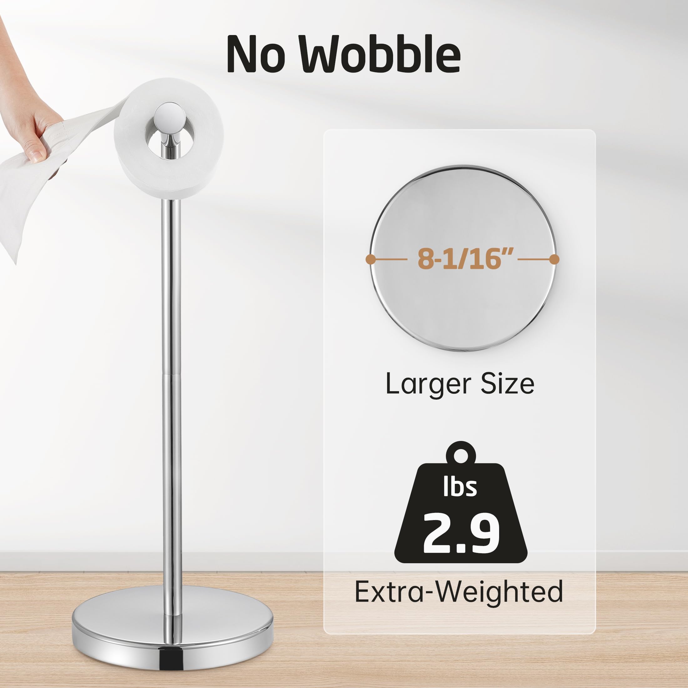 KES Toilet Roll Holder Free Standing with Heavy Weighted Base - Image 4