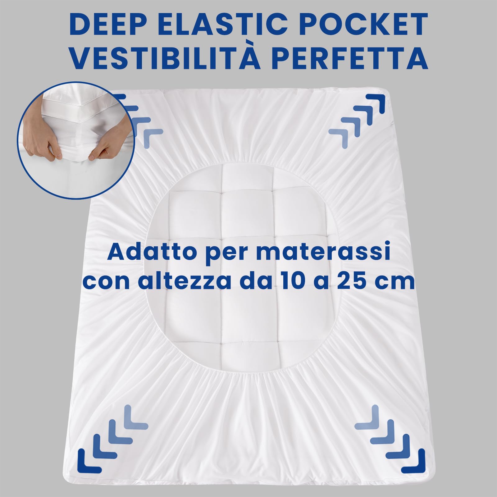 DUANDUAN Topper matrimoniale 160x190 cm - Topper per materassi Trapuntato Pillowtop di 5 cm - Il coprimaterasso con tasca profonda si adatta a materassi 10-25 cm - Lavabile in Lavatrice (160x190cm)