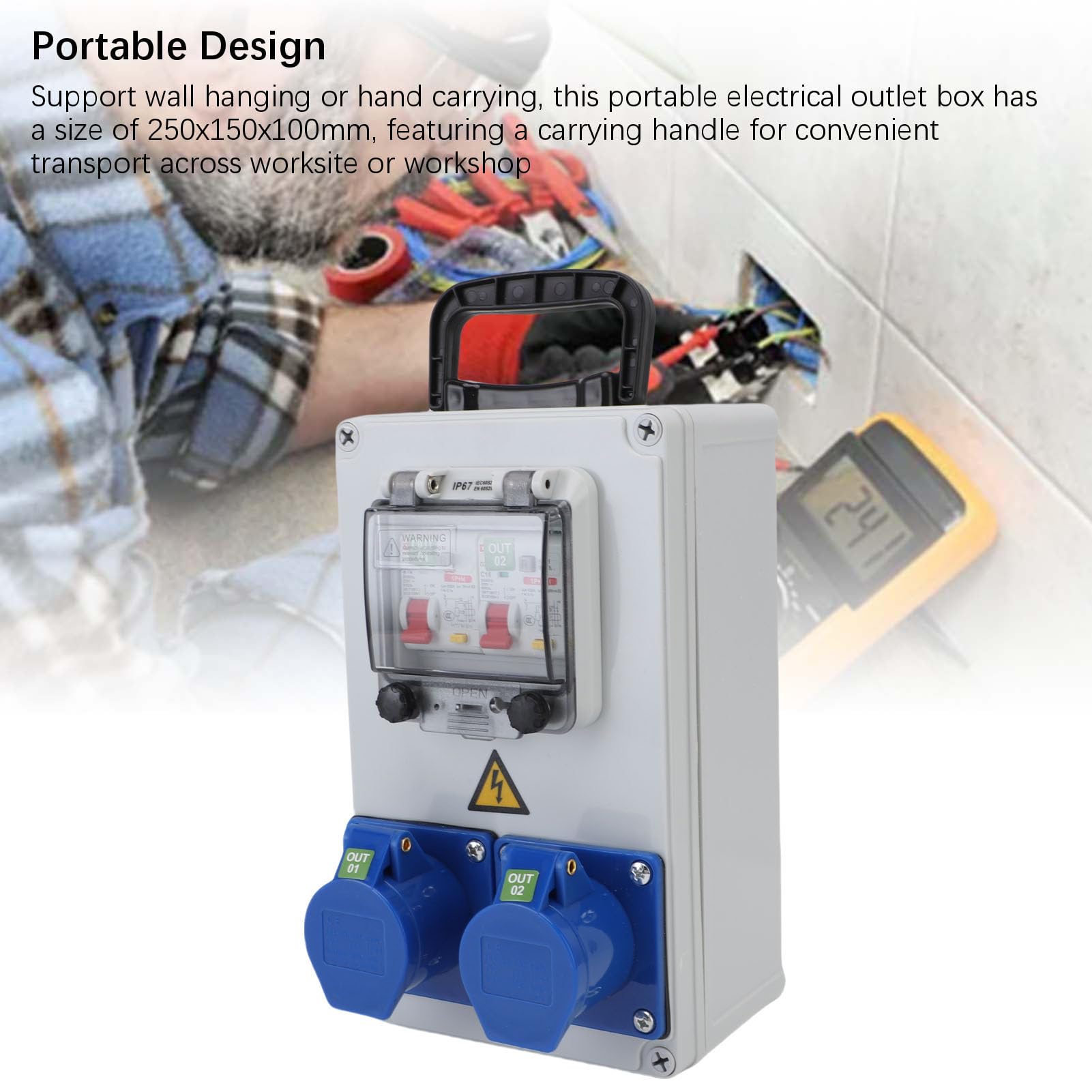 Fafeicy Scatola di Derivazione Industriale, Scatola di Distribuzione della Presa Dell'interruttore Elettrico della Presa Industriale Portatile per la Fabbrica Dell'officina del Cantiere