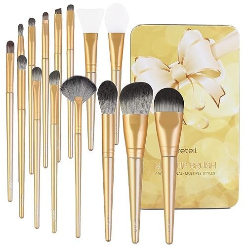 Juego de brochas de maquillaje 15 brochas de maquillaje profesionales de primera calidad sintético para maquillaje de ojos contorno de base polvo y