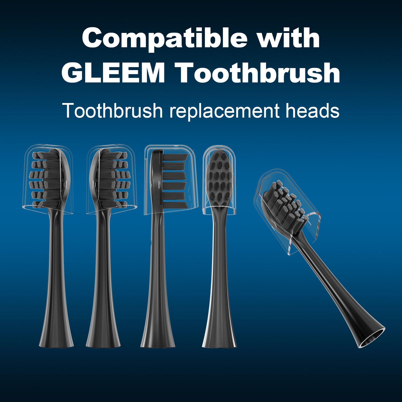 Cabezales de repuesto para cepillos de dientes (10 unidades, compatibles con cepillo de dientes eléctrico Gleem, 5 negros + 5 blancos)