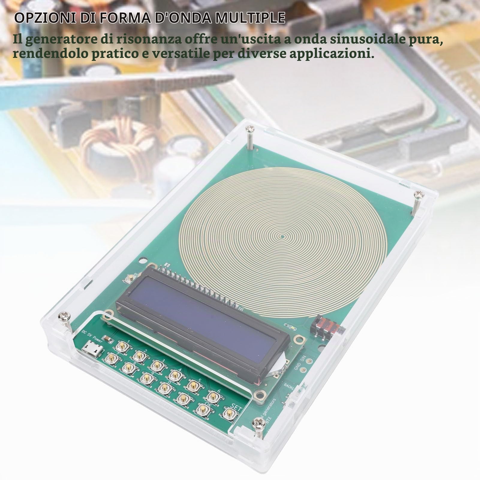 Generatore di Frequenza Regolabile, per la Guarigione da 0,1 Hz a 30.000 Hz, Generatore di Risonanza 7,83 Hz, Generatore di Segnale Sinusoidale Alimentato Tramite USB C