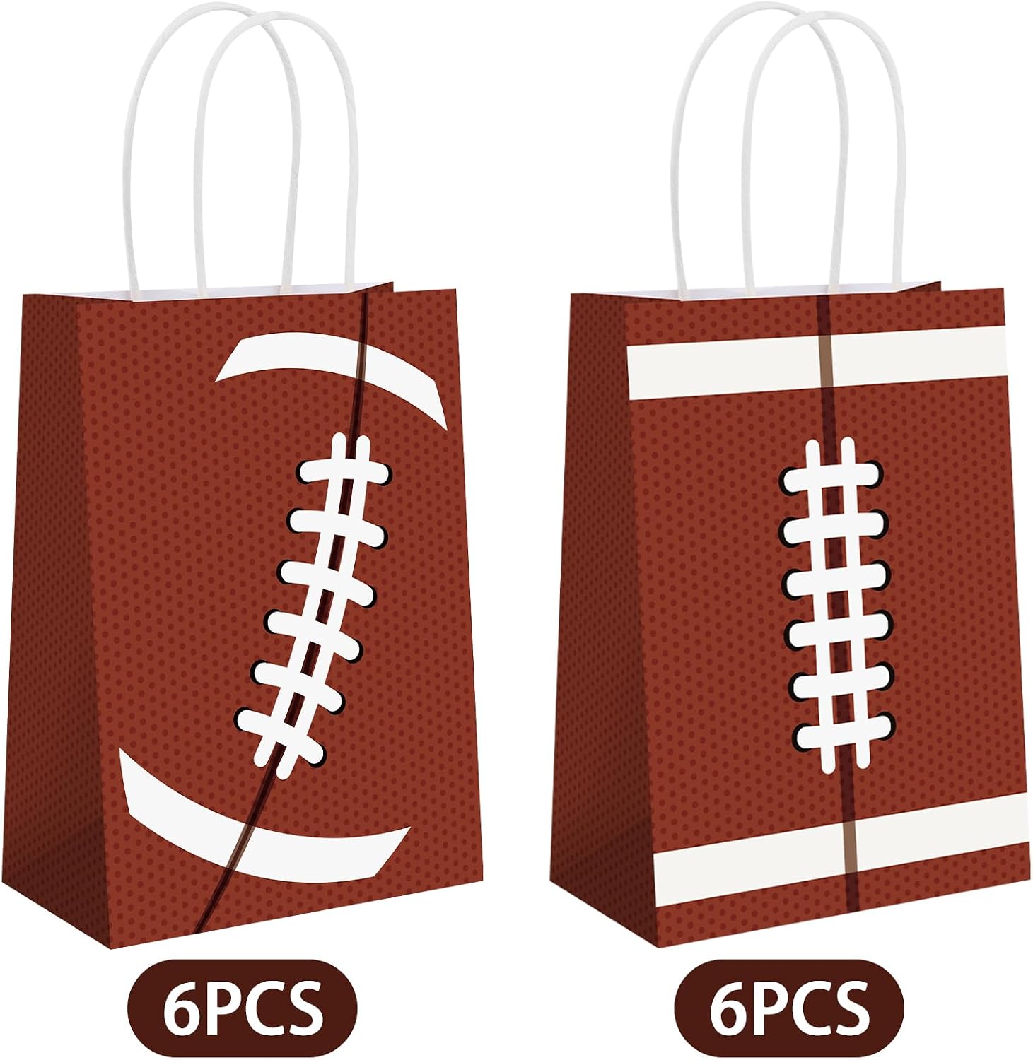 Hooqict 12PCS Football Gift Bags with Handle Paper Football Goodie Bags Snack Treat Candy Party Favors Bag for Kids Boys Men Game Day Sports Themed Birthday Party Decorations Supplies