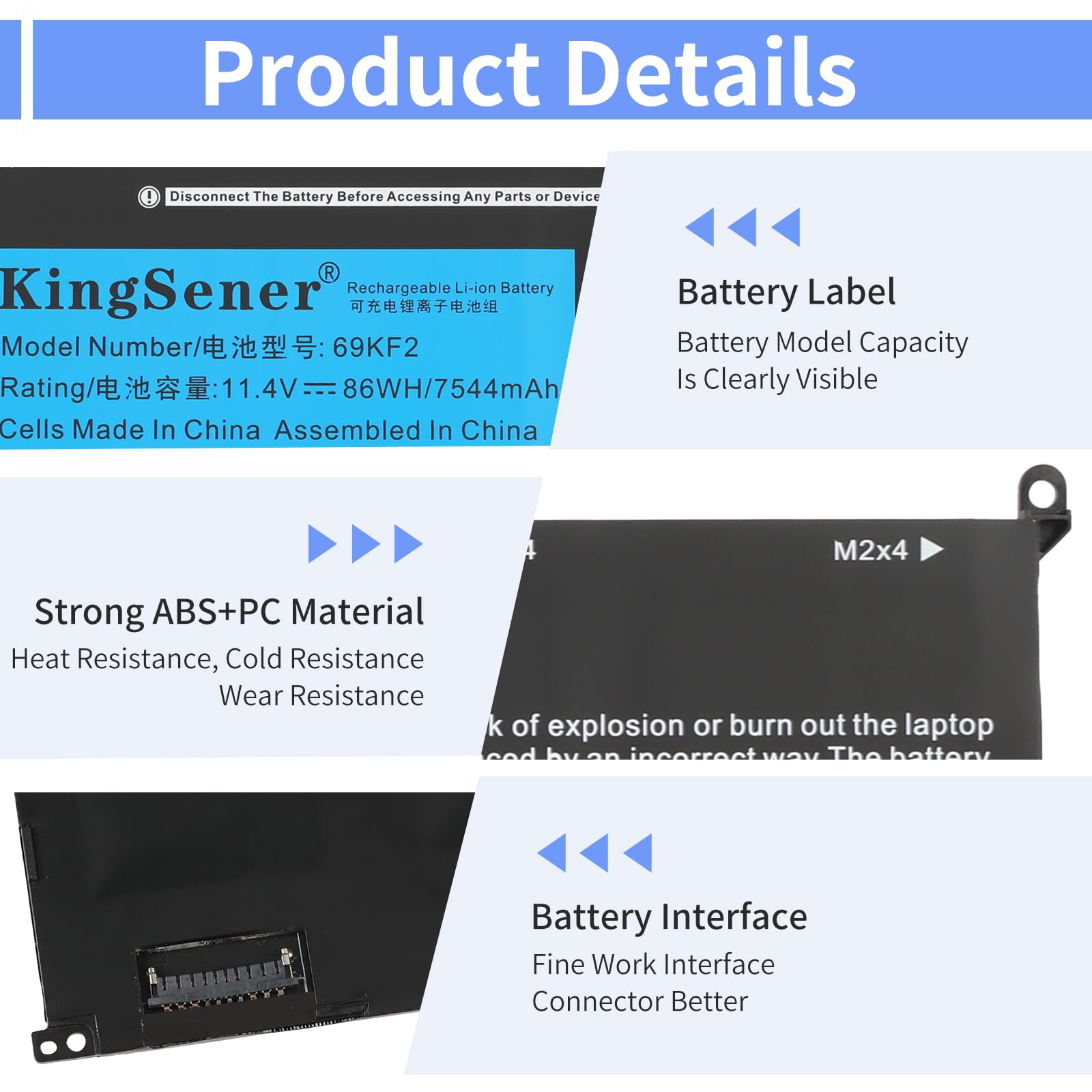 86Wh 69KF2 Batteria per XPS 15 M15 M17 | Ricambio per 8FCTC 08FCTC 70N2F 070N2F M59JH; XPS 15 9500 9510 9520 Precision 5550 R3 R4 R3 R4