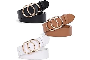 Suosdey Genuine Leather Belt for Women, Classic Pin Buckle Belt for Dresses Pants Jeans